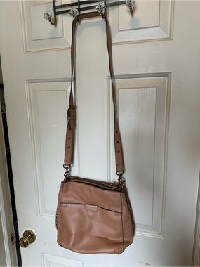 Women's Pebbled Leather Crossbody Bag in Tan